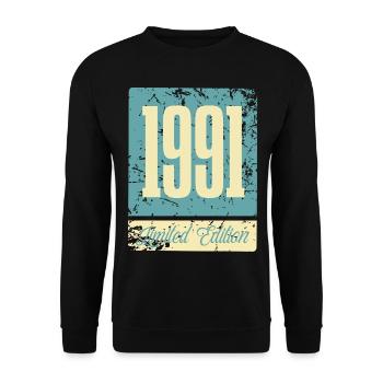 1991 Anniversaire de naissance Année de naissance - Sweat-shirt Unisexe - noir - Devant - Alina (178cm) & Michal (187cm)