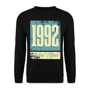 1992 Born Birthday Year of birth - Unisex Sweatshirt - black - Front - Alina (178cm) & Michal (187cm)