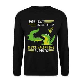 Valentine's Day, funny crocodiles, saying love-love - Unisex Sweatshirt - black - Front - Alina (178cm) & Michal (187cm)