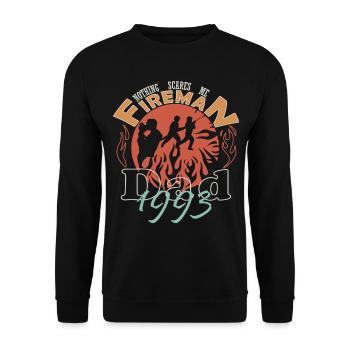 1993 Feuerwehrmann Papa Feuerwehr - Unisex Pullover - Schwarz - Vorne - Alina (178cm) & Michal (187cm)