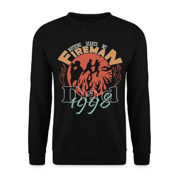 1998 Feuerwehrmann Papa Feuerwehr - Unisex Pullover - Schwarz - Vorne - Alina (178cm) & Michal (187cm)