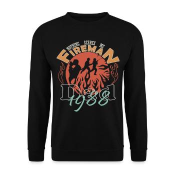 Feuerwehrmann Papa Feuerwehr 1988 - Unisex Pullover - Schwarz - Vorne - Alina (178cm) & Michal (187cm)