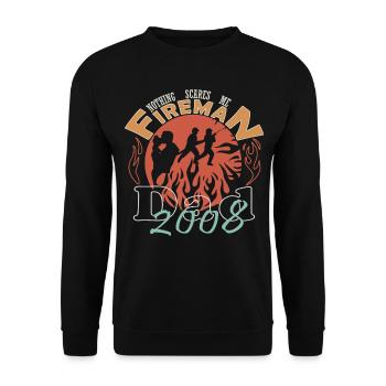 Feuerwehrmann Papa Feuerwehr 2008 - Unisex Pullover - Schwarz - Vorne - Alina (178cm) & Michal (187cm)