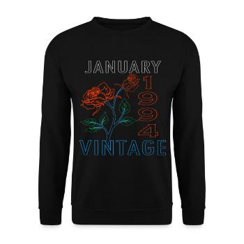 oldschool Geschenkidee geboren Januar 1994 - Unisex Pullover - Schwarz - Vorne - Alina (178cm) & Michal (187cm)