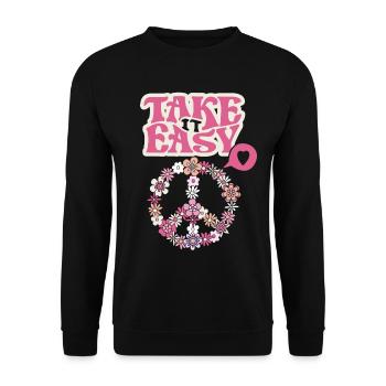 Symbole de paix avec Flowers Take-it-Easy Groovy Style - Sweat-shirt Unisexe - noir - Devant - Alina (178cm) & Michal (187cm)