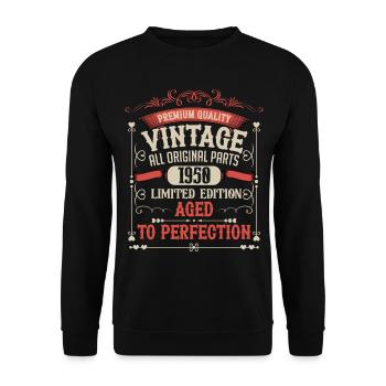 1950 Année de naissance Né Anniversaire Vintage - Sweat-shirt Unisexe - noir - Devant - Alina (178cm) & Michal (187cm)