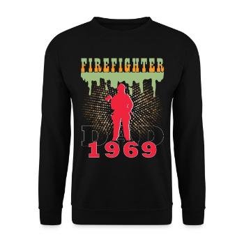 1969 Jahrgang feuerwehrmann Vater Geburtstag - Unisex Pullover - Schwarz - Vorne - Alina (178cm) & Michal (187cm)