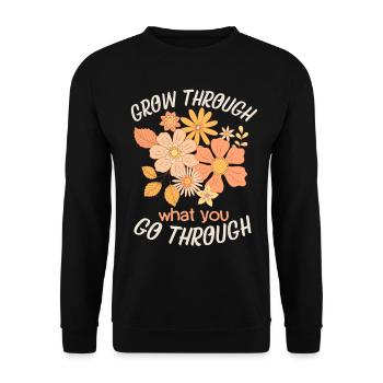 Slogan de motivation 70s Flower-Power Design - Sweat-shirt Unisexe - noir - Devant - Alina (178cm) & Michal (187cm)