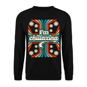 Slogan Flower Power des années 70 Chillaxing - Sweat-shirt Unisexe - noir - Devant - Alina (178cm) & Michal (187cm)