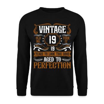 19th Birthday Vintage Retro - Unisex Sweatshirt - black - Front - Alina (178cm) & Michal (187cm)
