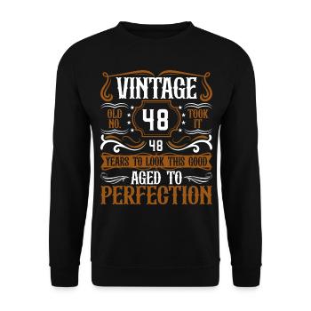 48th Birthday Vintage Retro - Unisex Sweatshirt - black - Front - Alina (178cm) & Michal (187cm)