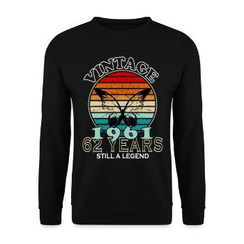 Hergestellt 1961, Geboren 1961 Geburtstag - Unisex Pullover - Schwarz - Vorne - Alina (178cm) & Michal (187cm)