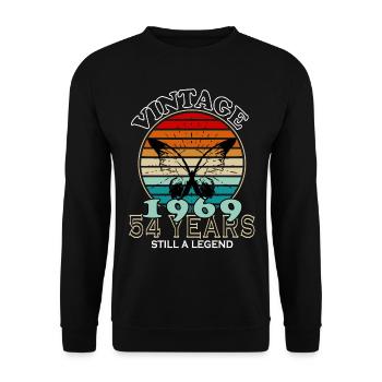 Hergestellt 1969, Geboren 1969 Geburtstag - Unisex Pullover - Schwarz - Vorne - Alina (178cm) & Michal (187cm)