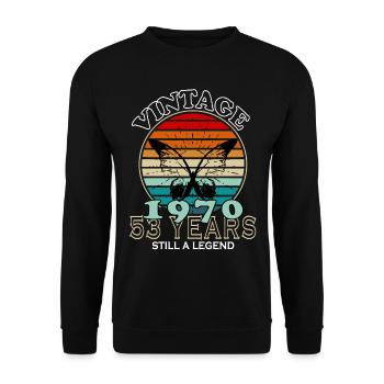 Ehrfürchtig seit 1970 Geburtstag - Unisex Pullover - Schwarz - Vorne - Alina (178cm) & Michal (187cm)