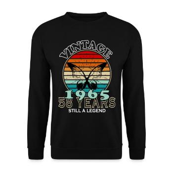 Hergestellt 1965, Geboren 1965 Geburtstag - Unisex Pullover - Schwarz - Vorne - Alina (178cm) & Michal (187cm)