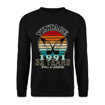 1991 Jahrgang Geburtstagsgeschenk - Unisex Pullover - Schwarz - Vorne - Alina (178cm) & Michal (187cm)