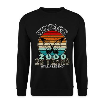 Jahrgang 23. Geburtstag 2000 Sportgeschenk - Unisex Pullover - Schwarz - Vorne - Alina (178cm) & Michal (187cm)