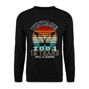 Jahrgang 19. Geburtstag 2004 Sportgeschenk - Unisex Pullover - Schwarz - Vorne - Alina (178cm) & Michal (187cm)