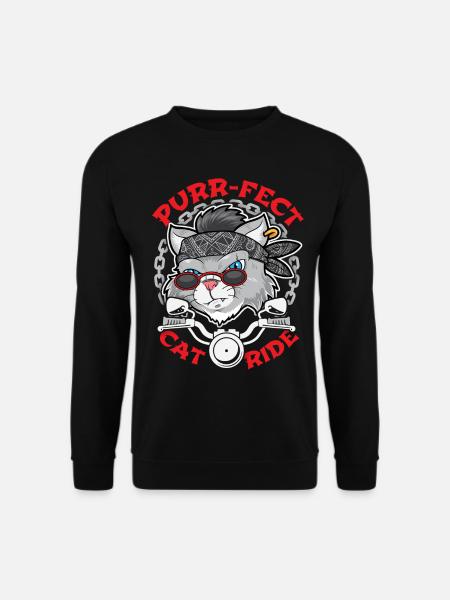 Motorradfahrer Katze, lustiges Biker-Motiv - Unisex Pullover - Schwarz
