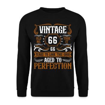 66th Birthday Vintage Retro - Unisex Sweatshirt - black - Front - Alina (178cm) & Michal (187cm)