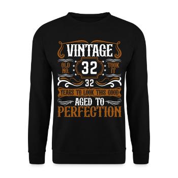32nd Birthday Vintage Retro - Unisex Sweatshirt - black - Front - Alina (178cm) & Michal (187cm)