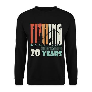 20 Jahre alt, Fischer Angler Geburtsspruch - Unisex Pullover - Schwarz - Vorne - Alina (178cm) & Michal (187cm)