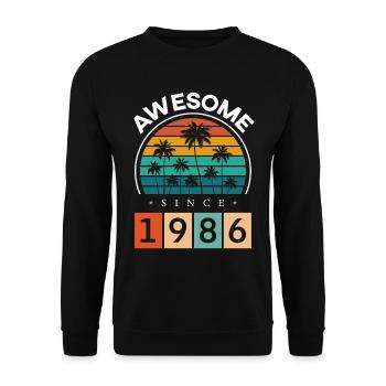 1986 Né Anniversaire Année de naissance millésime - Sweat-shirt Unisexe - noir - Devant - Alina (178cm) & Michal (187cm)