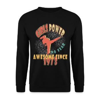 1973 Jahrgang Girls Power Geburtstag - Unisex Pullover - Schwarz - Vorne - Alina (178cm) & Michal (187cm)