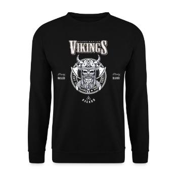 Wikinger Krieger | Wikinger Schädel Design - Unisex Pullover - Schwarz - Vorne - Alina (178cm) & Michal (187cm)