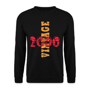 Jahrgang 23. Geburtstag 2000 Sportgeschenk - Unisex Pullover - Schwarz - Vorne - Alina (178cm) & Michal (187cm)
