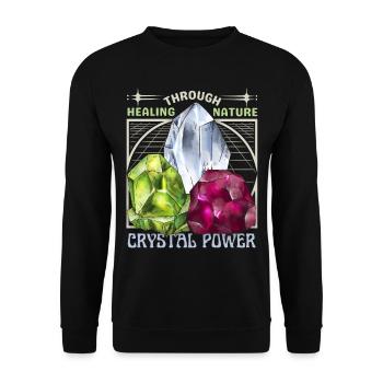 Healing Crystals, Esoteric, Crystal Power - Unisex Sweatshirt - black - Front - Alina (178cm) & Michal (187cm)