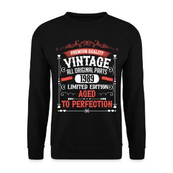 1989 Année de naissance Né Anniversaire Vintage - Sweat-shirt Unisexe - noir - Devant - Alina (178cm) & Michal (187cm)