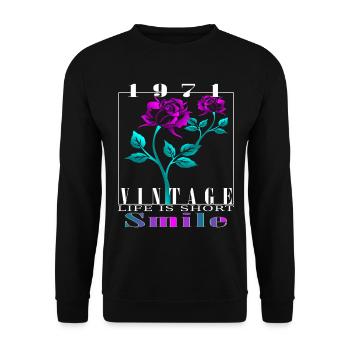 1971 Jahrgang vintage Geburtstag Spruch Idee - Unisex Pullover - Schwarz - Vorne - Alina (178cm) & Michal (187cm)