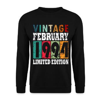 1994 Im Februar Vintage - Unisex Pullover - Schwarz - Vorne - Alina (178cm) & Michal (187cm)