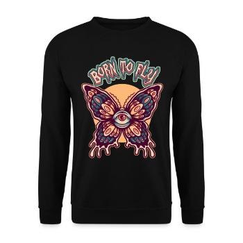Pilotage, équipage de conduite, tête morte disant né pour voler - Sweat-shirt Unisexe - noir - Devant - Alina (178cm) & Michal (187cm)