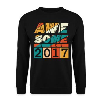 2017 Geboren Geburtstag Geburtsjahr Vintage - Unisex Pullover - Schwarz - Vorne - Alina (178cm) & Michal (187cm)