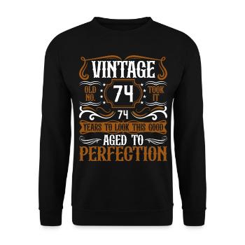 74th Birthday Vintage Retro - Unisex Sweatshirt - black - Front - Alina (178cm) & Michal (187cm)