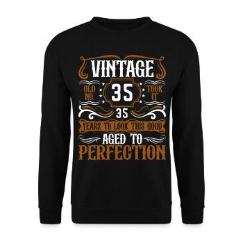 35th Birthday Vintage Retro - Unisex Sweatshirt - black - Front - Alina (178cm) & Michal (187cm)