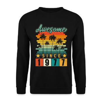 1977 Naissance Anniversaire Année de naissance millésime - Sweat-shirt Unisexe - noir - Devant - Alina (178cm) & Michal (187cm)
