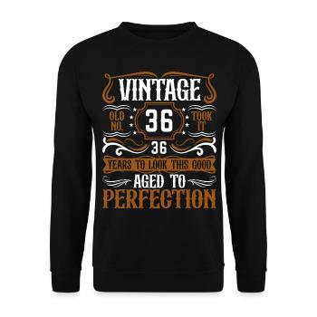 36e anniversaire Vintage Rétro - Sweat-shirt Unisexe - noir - Devant - Alina (178cm) & Michal (187cm)