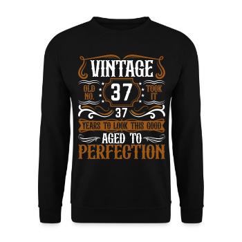 37e anniversaire Vintage Rétro - Sweat-shirt Unisexe - noir - Devant - Alina (178cm) & Michal (187cm)