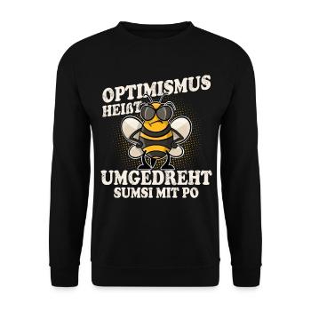Optimismus Heißt Umgedreht Sumsi Mit Po - Unisex Pullover - Schwarz - Vorne - Alina (178cm) & Michal (187cm)