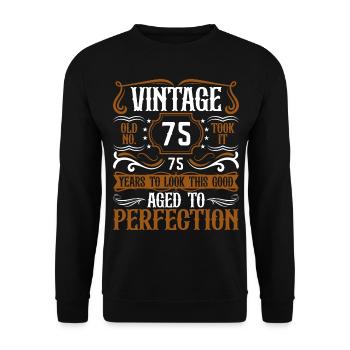 75th Birthday Vintage Retro - Unisex Sweatshirt - black - Front - Alina (178cm) & Michal (187cm)