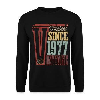 1977 Anniversaire Année de naissance Année de construction Vintage Rétro - Sweat-shirt Unisexe - noir - Devant - Alina (178cm) & Michal (187cm)