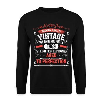 1969 Année de naissance Né Anniversaire Vintage - Sweat-shirt Unisexe - noir - Devant - Alina (178cm) & Michal (187cm)