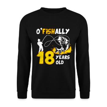 18. Geburtstag Angeln 1975 Jahrgang Fischer Angler - Unisex Pullover - Schwarz - Vorne - Alina (178cm) & Michal (187cm)