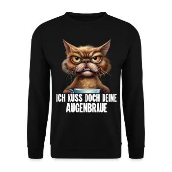 Katze Kaffee Lustige Sprüche - Unisex Pullover - Schwarz - Vorne - Alina (178cm) & Michal (187cm)
