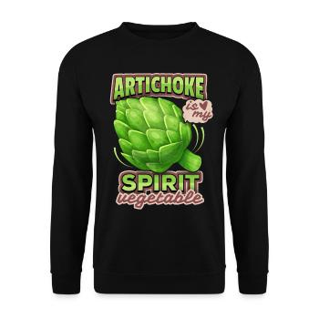 Artischocke Illustration, lustiger Spruch - Unisex Pullover - Schwarz - Vorne - Alina (178cm) & Michal (187cm)