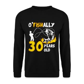 30. Geburtstag Angeln 1973 Jahrgang Fischer Angler - Unisex Pullover - Schwarz - Vorne - Alina (178cm) & Michal (187cm)