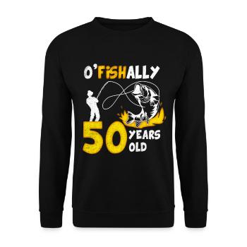 50. Geburtstag Angeln 1973 Jahrgang Fischer Angler - Unisex Pullover - Schwarz - Vorne - Alina (178cm) & Michal (187cm)